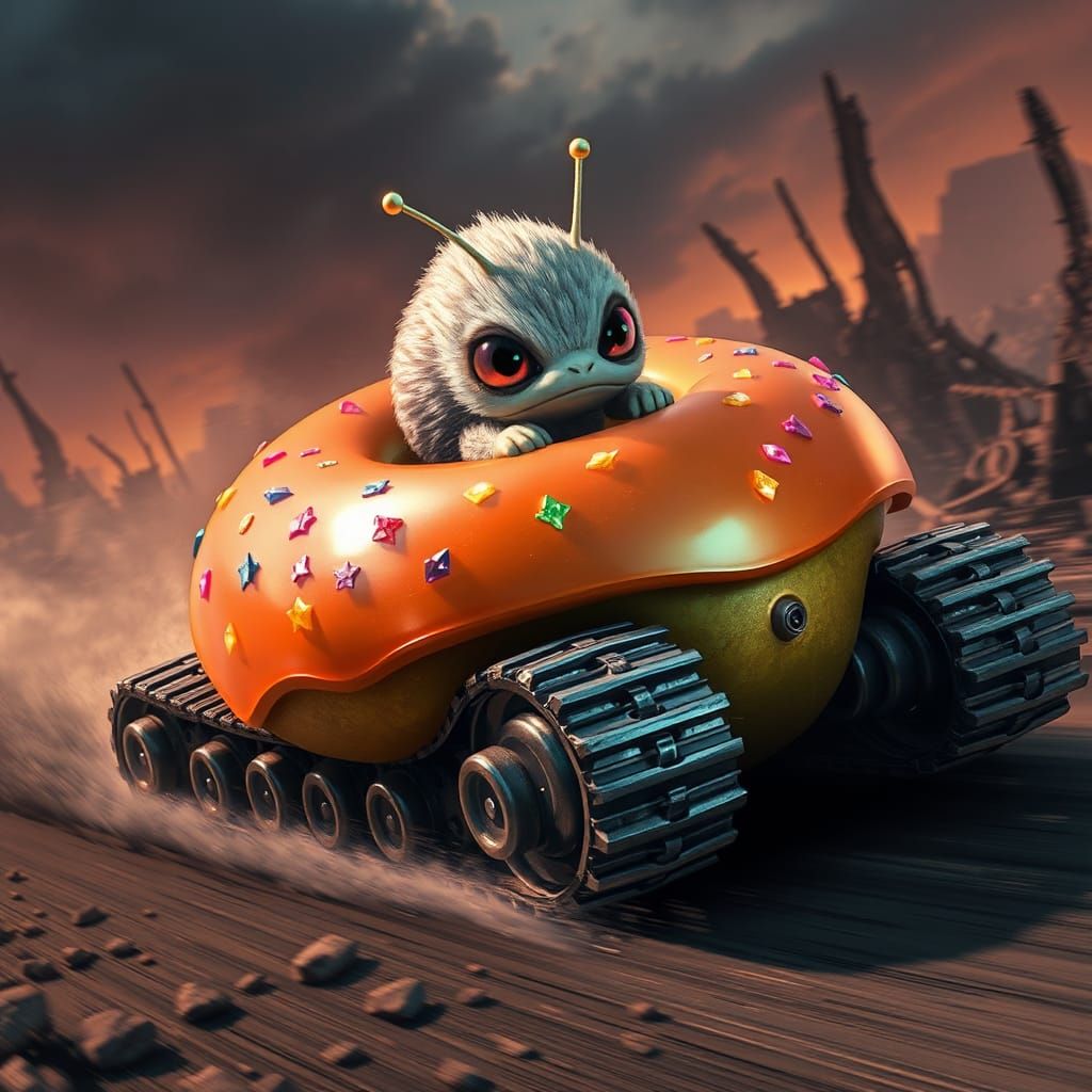 Chibi Snail Alien Races Donut Tank in Wasteland