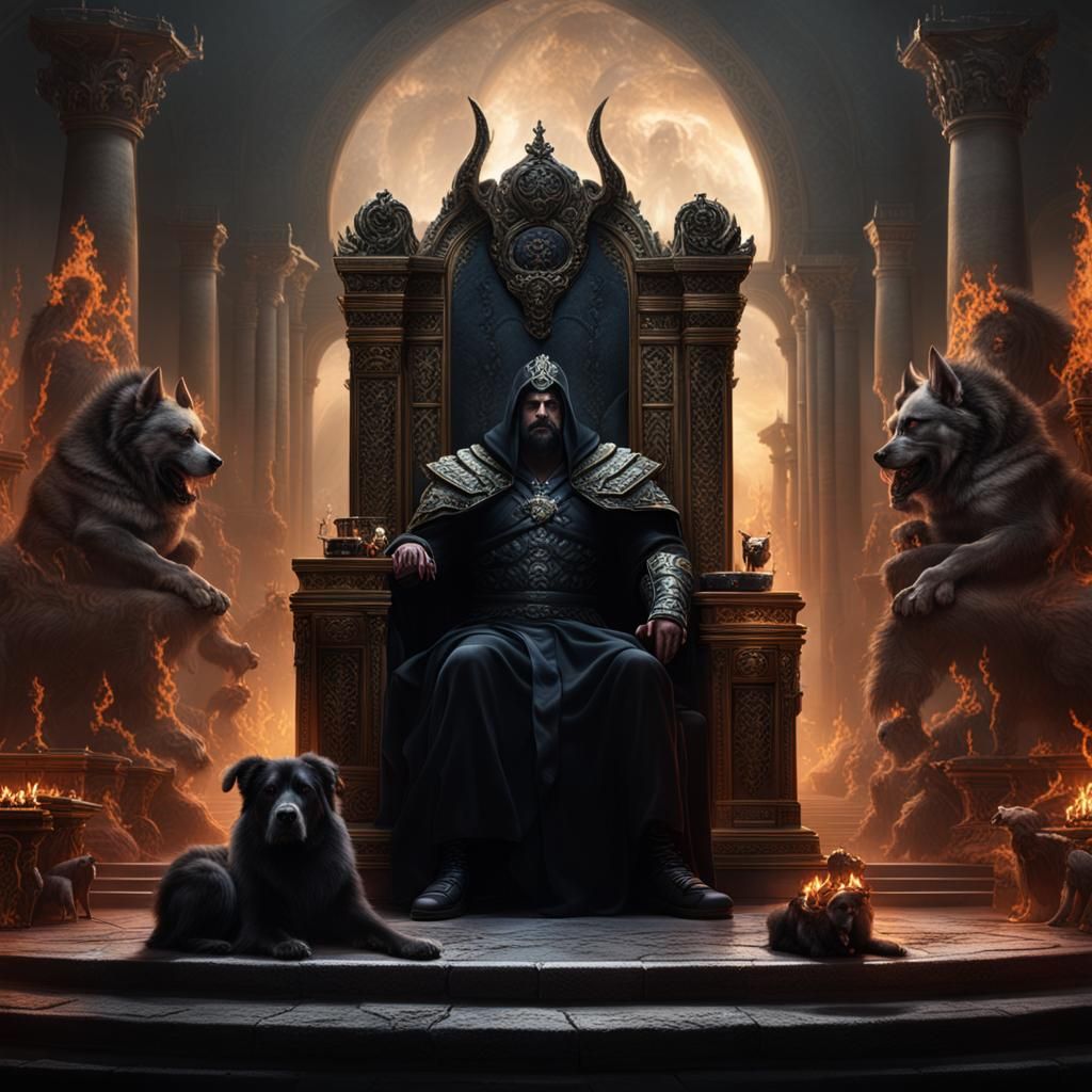 Hades on His Throne with Cerberus