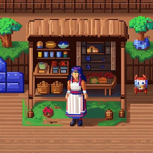 Pixel Art Paraguayan Peasant Character