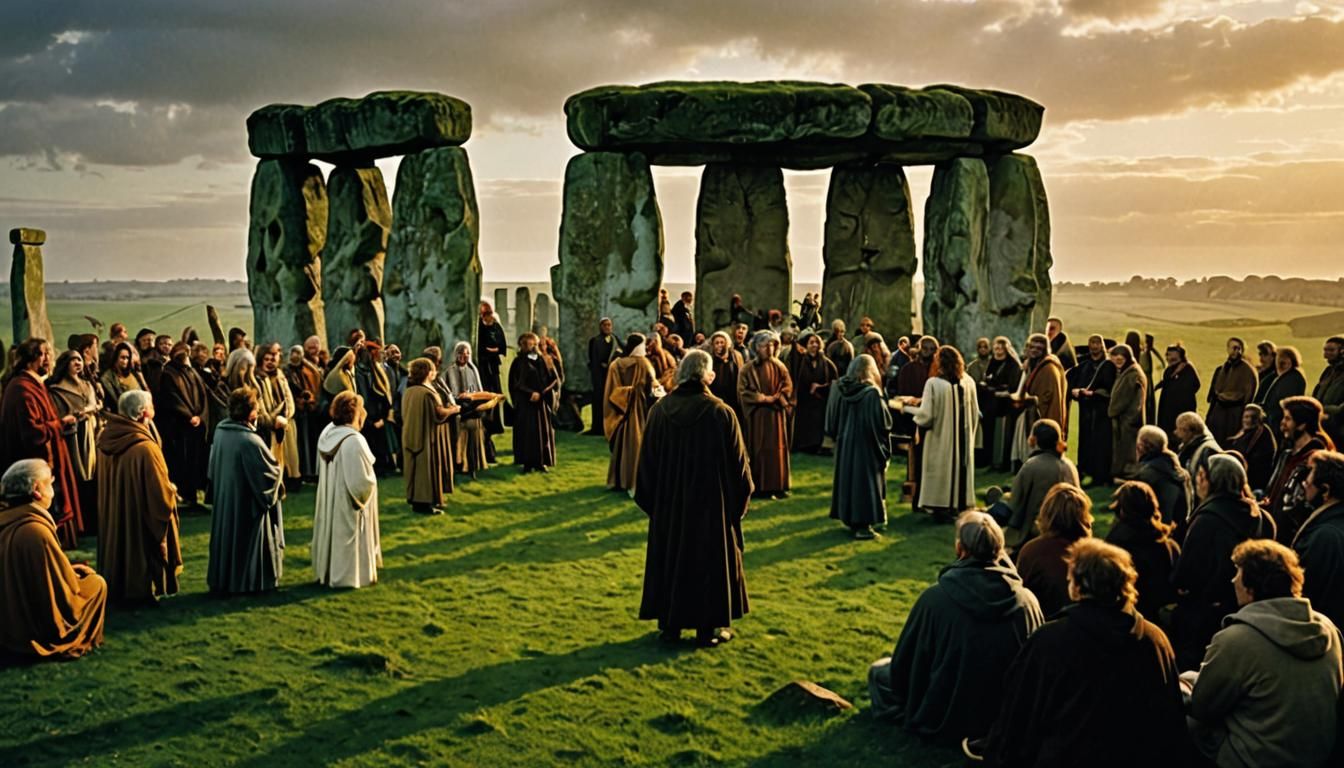 Druids Celebrate Winter Solstice at Stonehenge