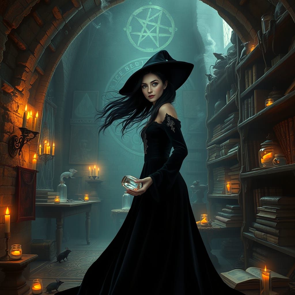 Mystical Witch's Chamber in a Ruined Tower