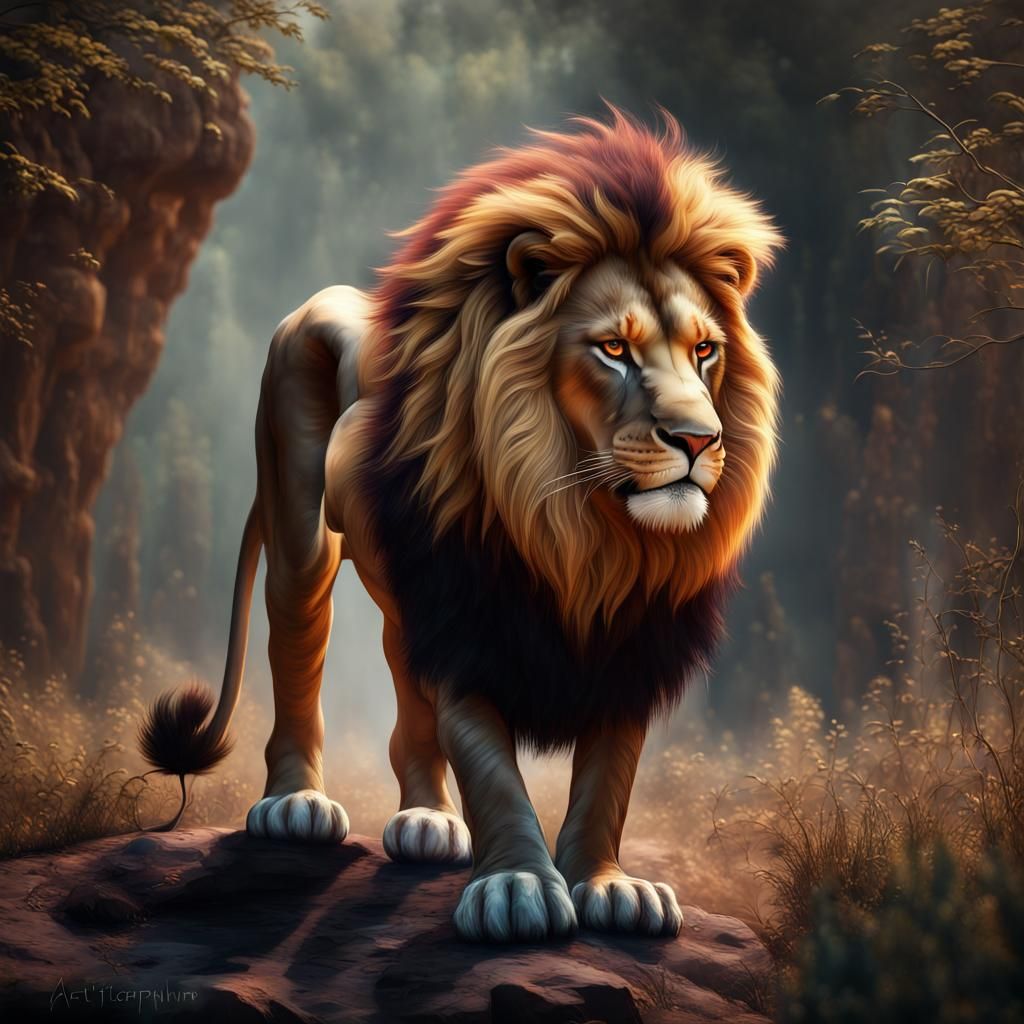 Detailed Lion Art for Nursery, Fantasy Concept