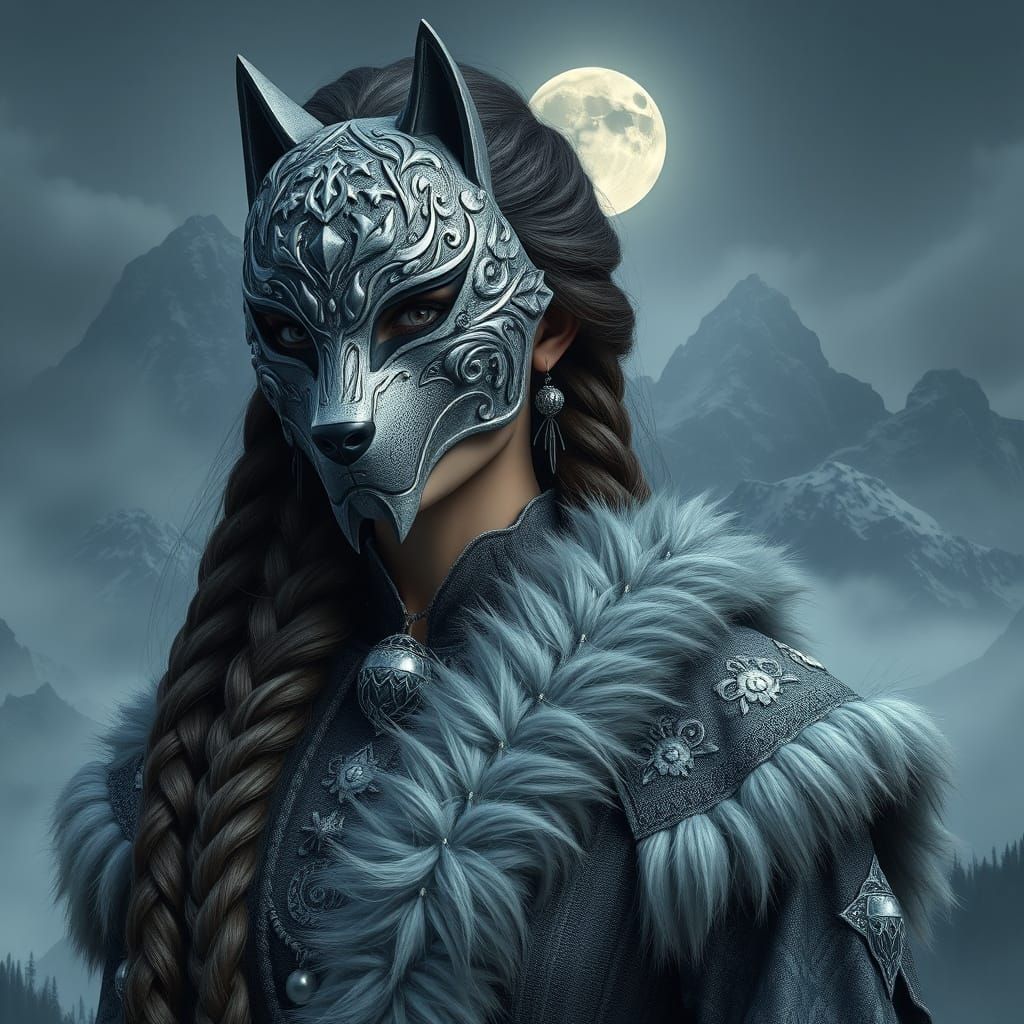 Slavic Wolf Goddess in Mystical Attire