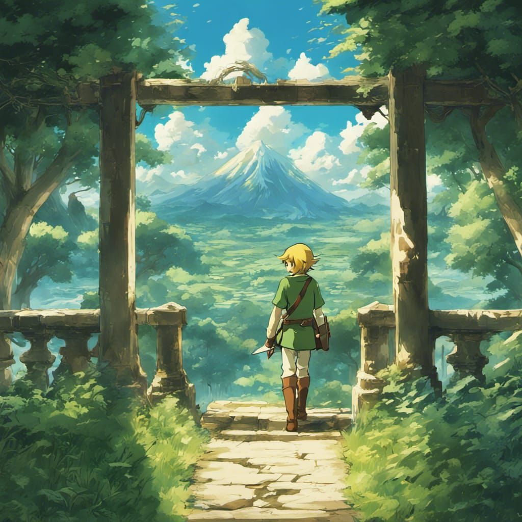 Link in Studio Ghibli Style, Anime Key Visual