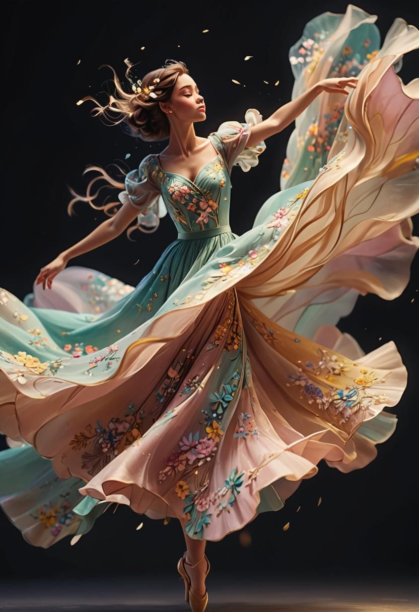 Female Dancer in Flowing Dress: Disney Animation Style