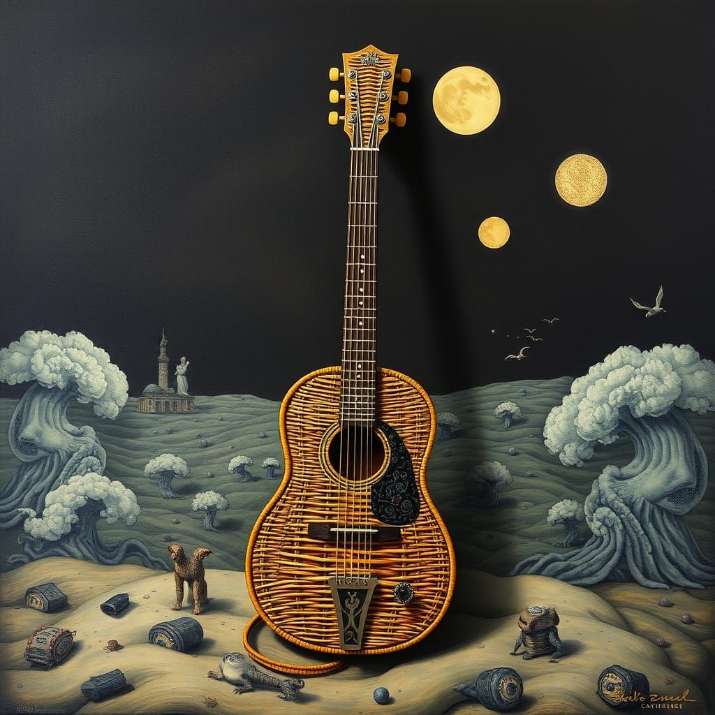 Wicker Guitar in Surrealist Style