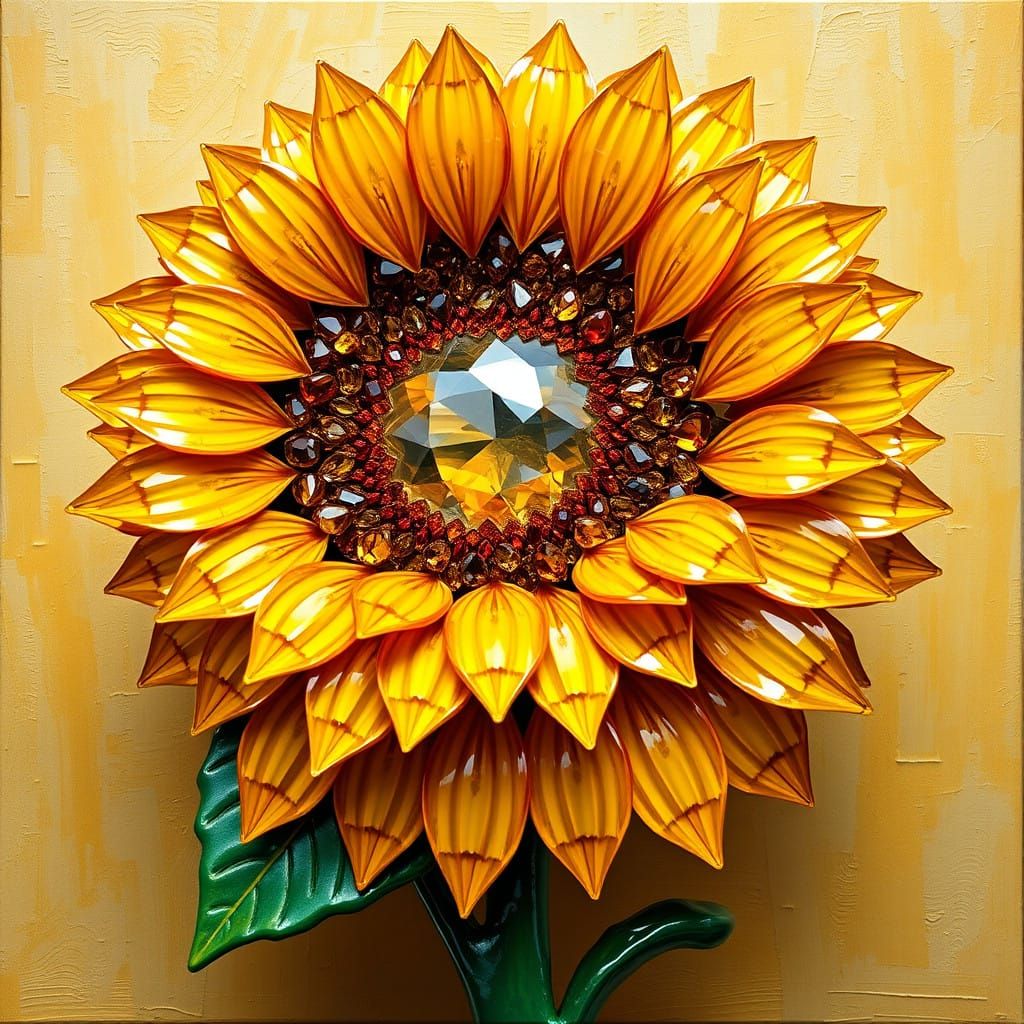 Sunflower Masterpiece in Gemstones