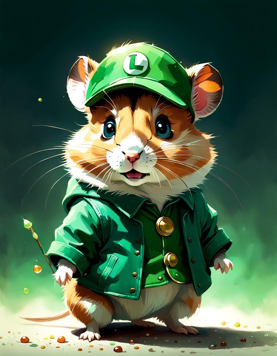 Hamster as Luigi Digital Painting on ArtStation