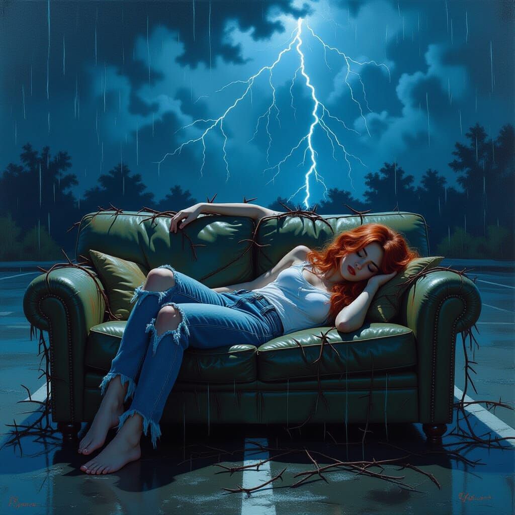 Eerie Storm: Woman Sleeps in Abandoned Car Park