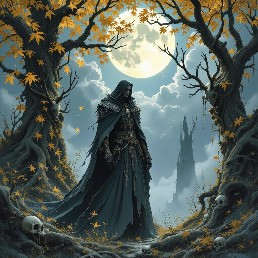 Regal Figure in Mystical Fae Realm