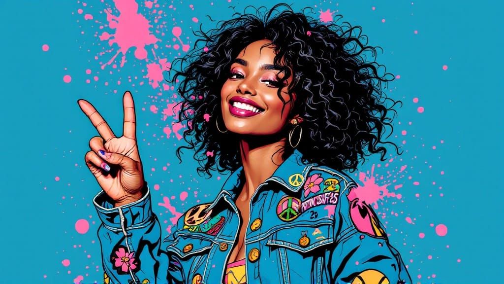 Stunning Young Dominican Woman in Pop Art Comic Book Style
