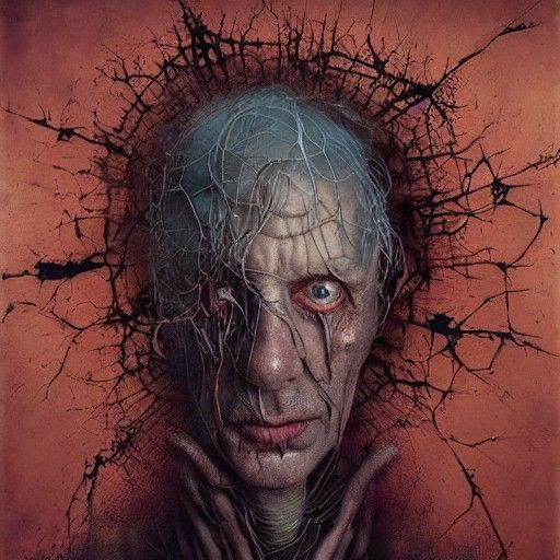Decaying Man: Tragic Portrait in Deep Colors