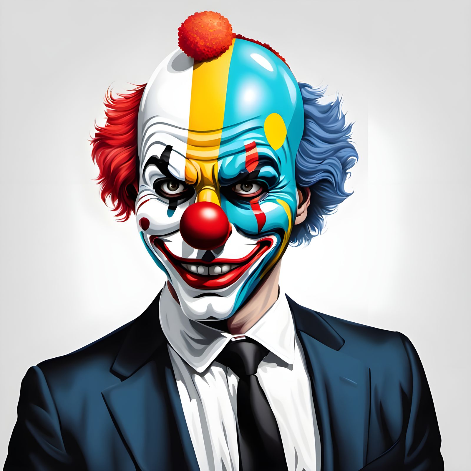 Bright Pop Art Clown in Classic Costume
