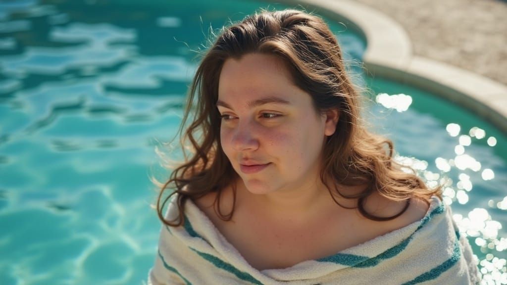 Young Teen Girl Jumps into the Pool