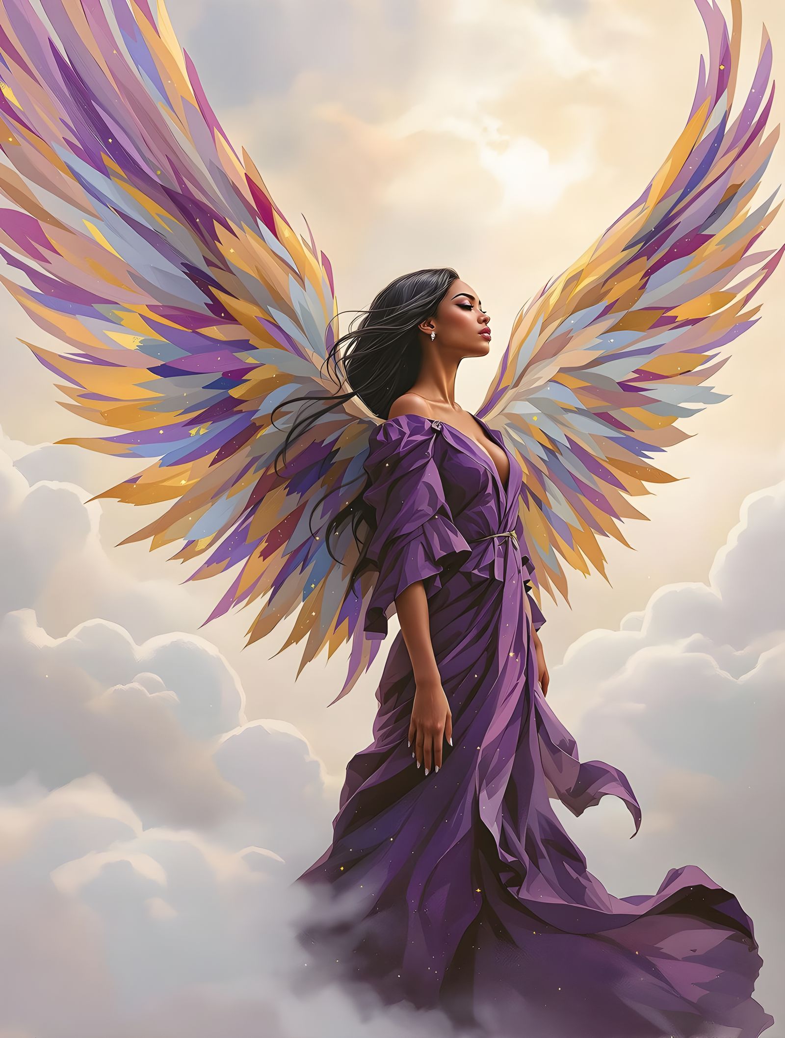 Angel in Dreamlike Celestial Landscape