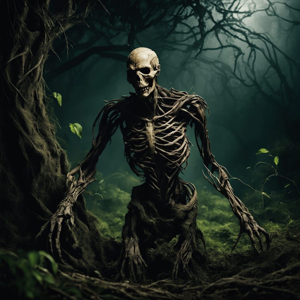 Scarecrow Rises from Earth in Dark Fantasy Art