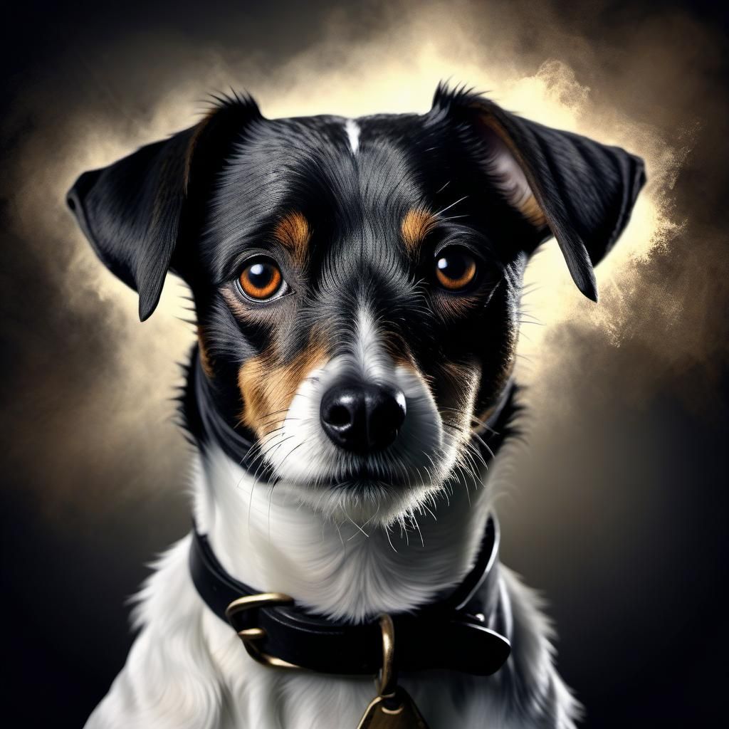 Black Jack Russell Terrier Portrait in Old Master Style