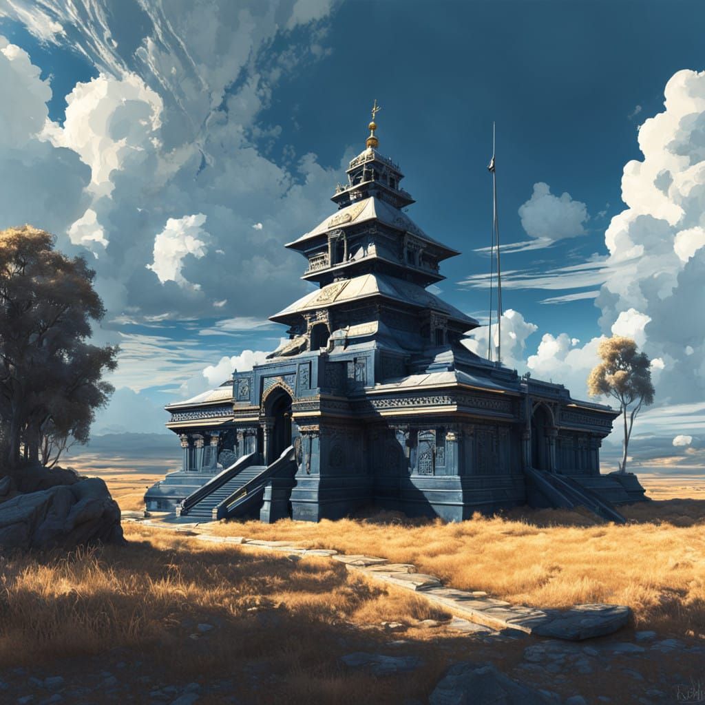 Majestic Middle Eastern Temple in Golden Light