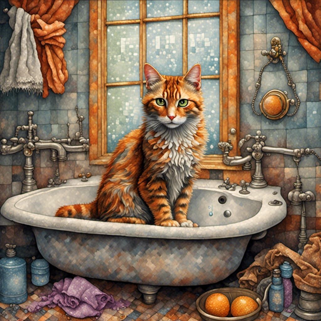 Cute Tabby Cat in Bathroom Sink