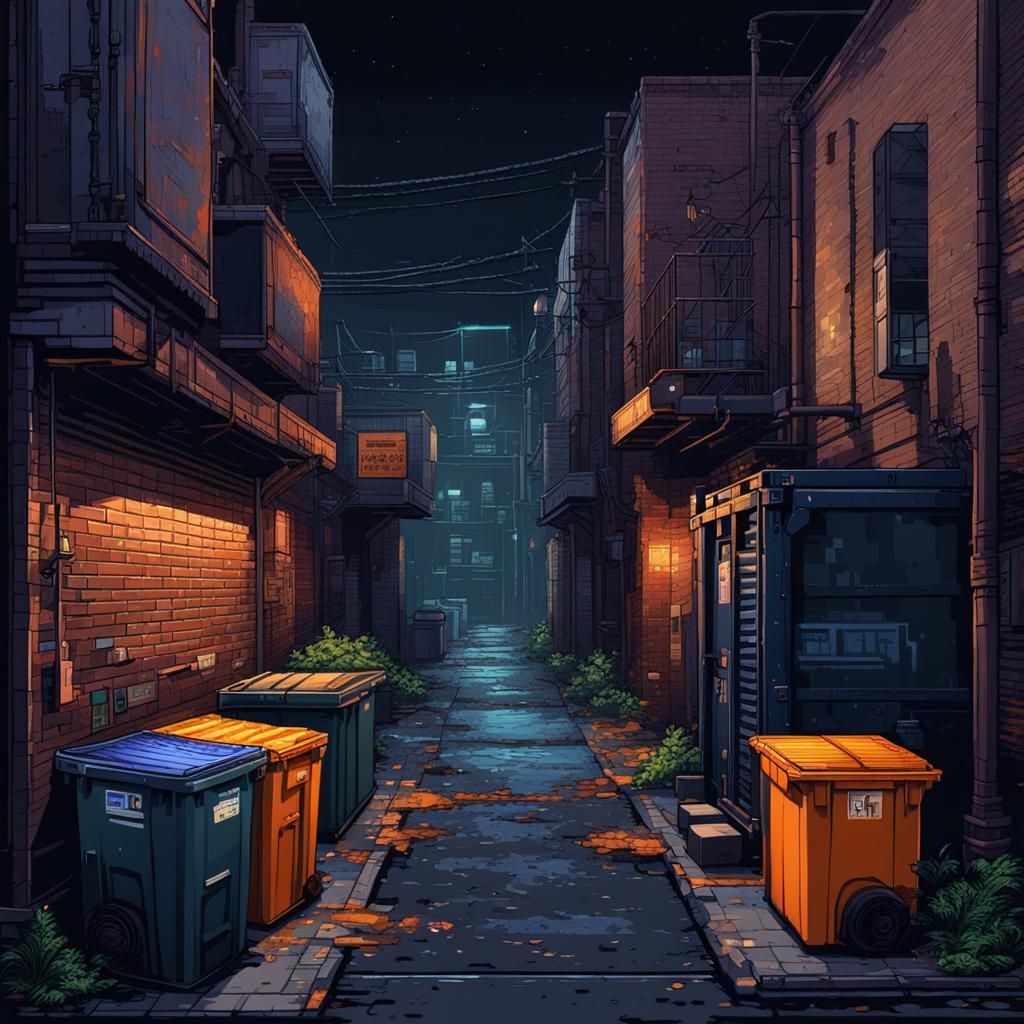 Detailed 8-bit Pixel Art Back Alley