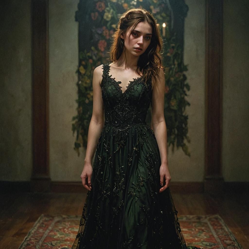 Gothic Homecoming Girl: Fantasy Portrait in Oil Painting Sty...