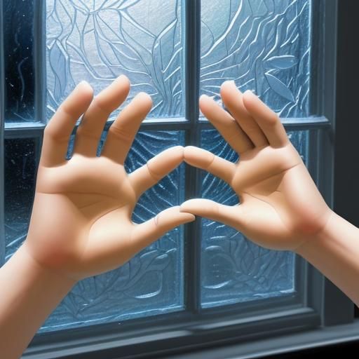 Realistic Hands on Glass Window