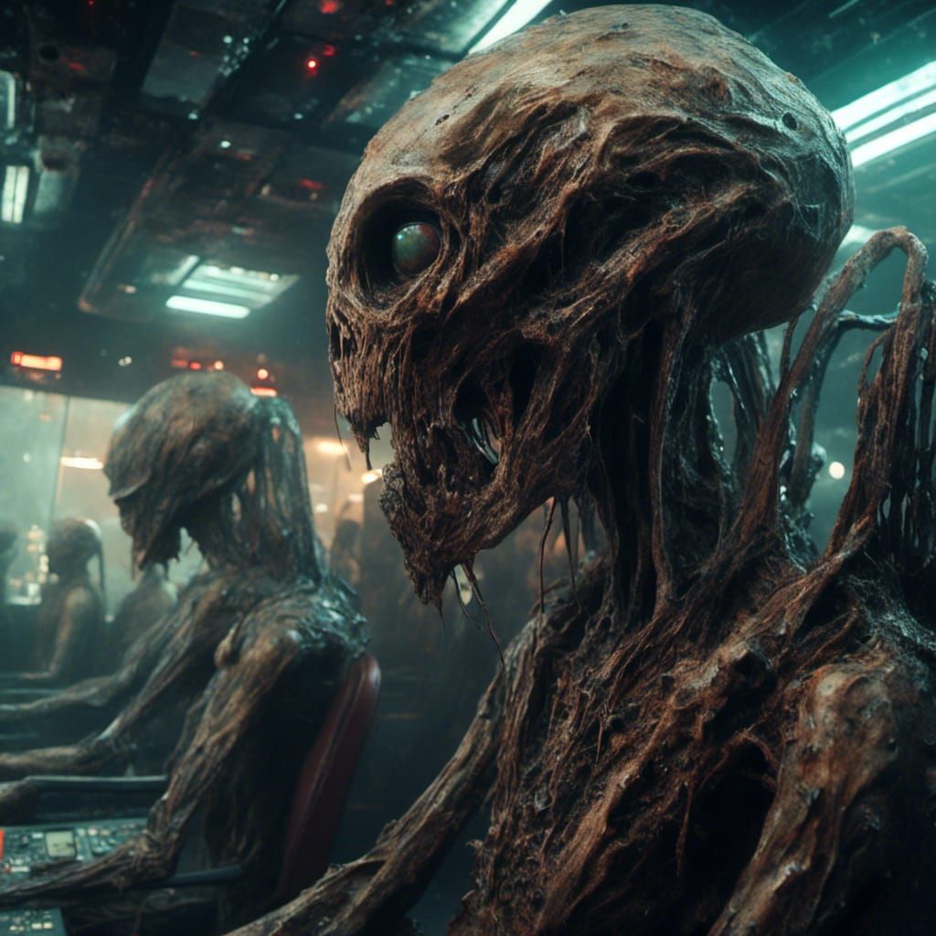 Horrifying Aliens in Mothership Control Room