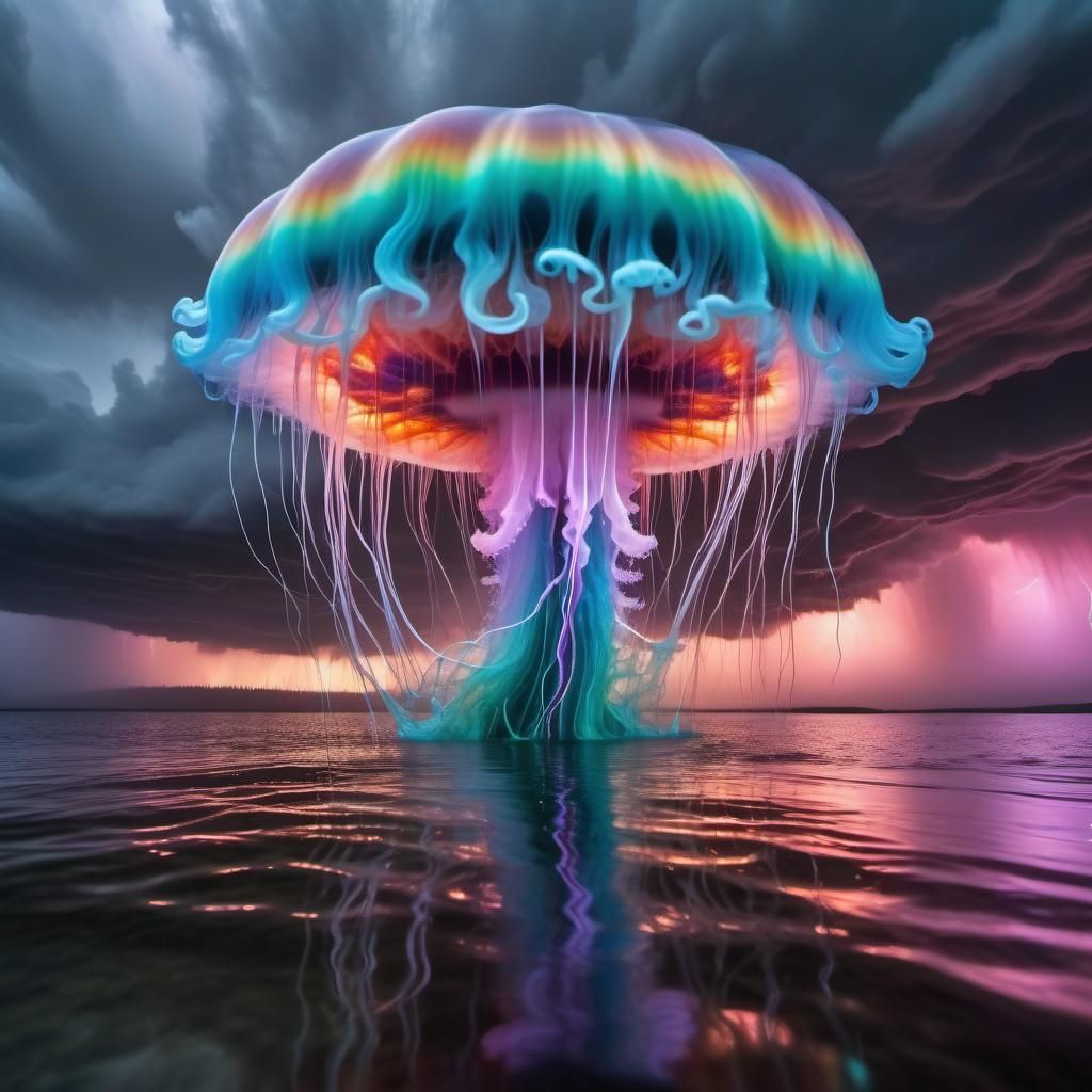Lightning Storm Jellyfish in a Fluid Lake
