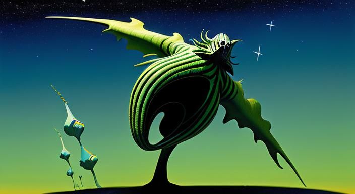 Shooting Star in Surrealist Sci-Fi Style