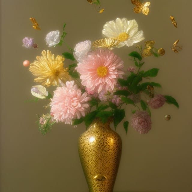 Dreamy Daisies in Cloisonne Vase: Surreal Still Life