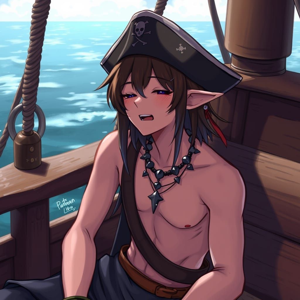 Pirate OC Stretching on Deck of Ship