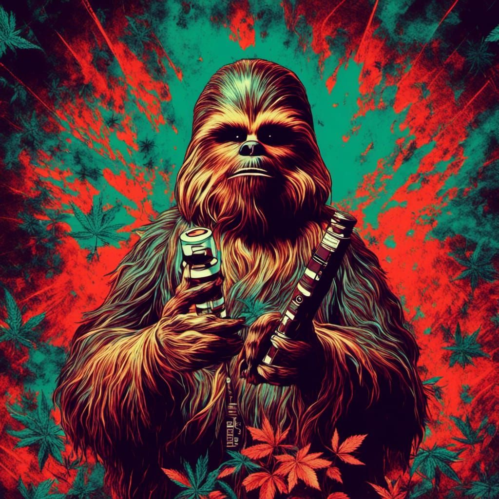 Chewbacca Smoking a Bong in Pop Art Style