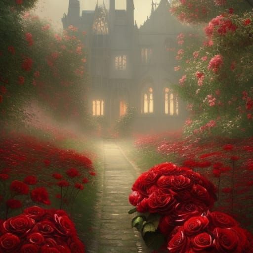 Victorian Rose Garden in High Gothic Style