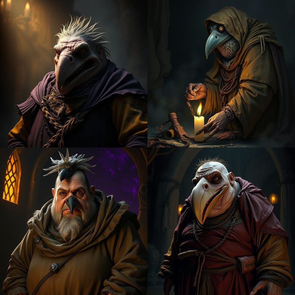 Medieval Poor Man Transformed into a Bird God