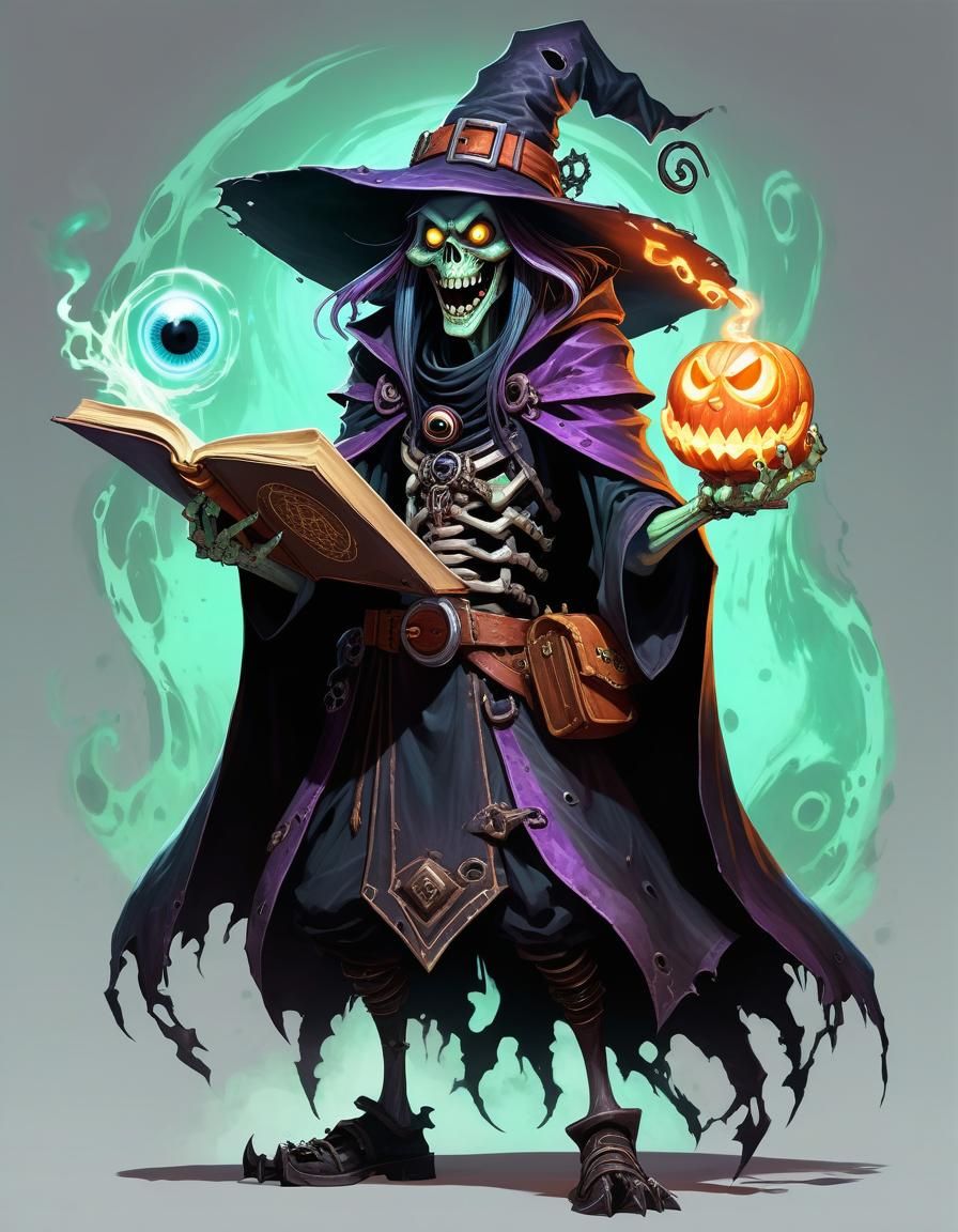 Biopunk Witch with Wicked Spellbook Character Art