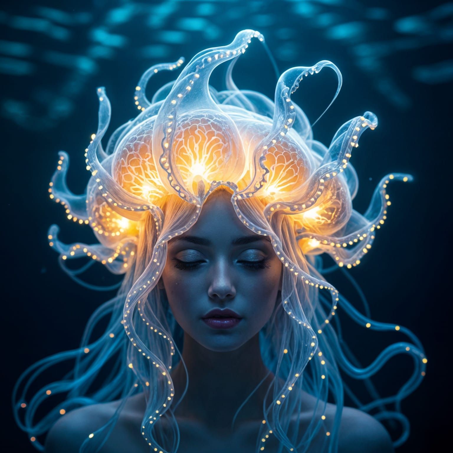 Bioluminescent Jellyfish Tentacle Hat