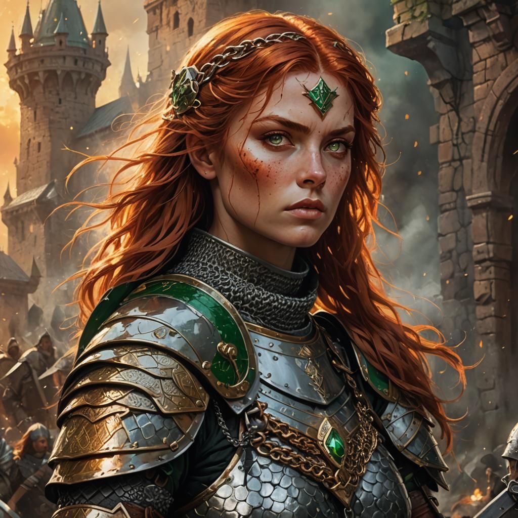 Fantasy Warrior with Red Hair in Frazetta Style