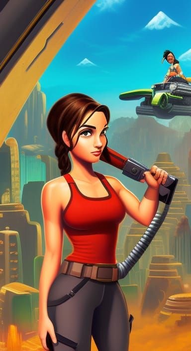 Lara Croft in a Futuristic, Photorealistic World