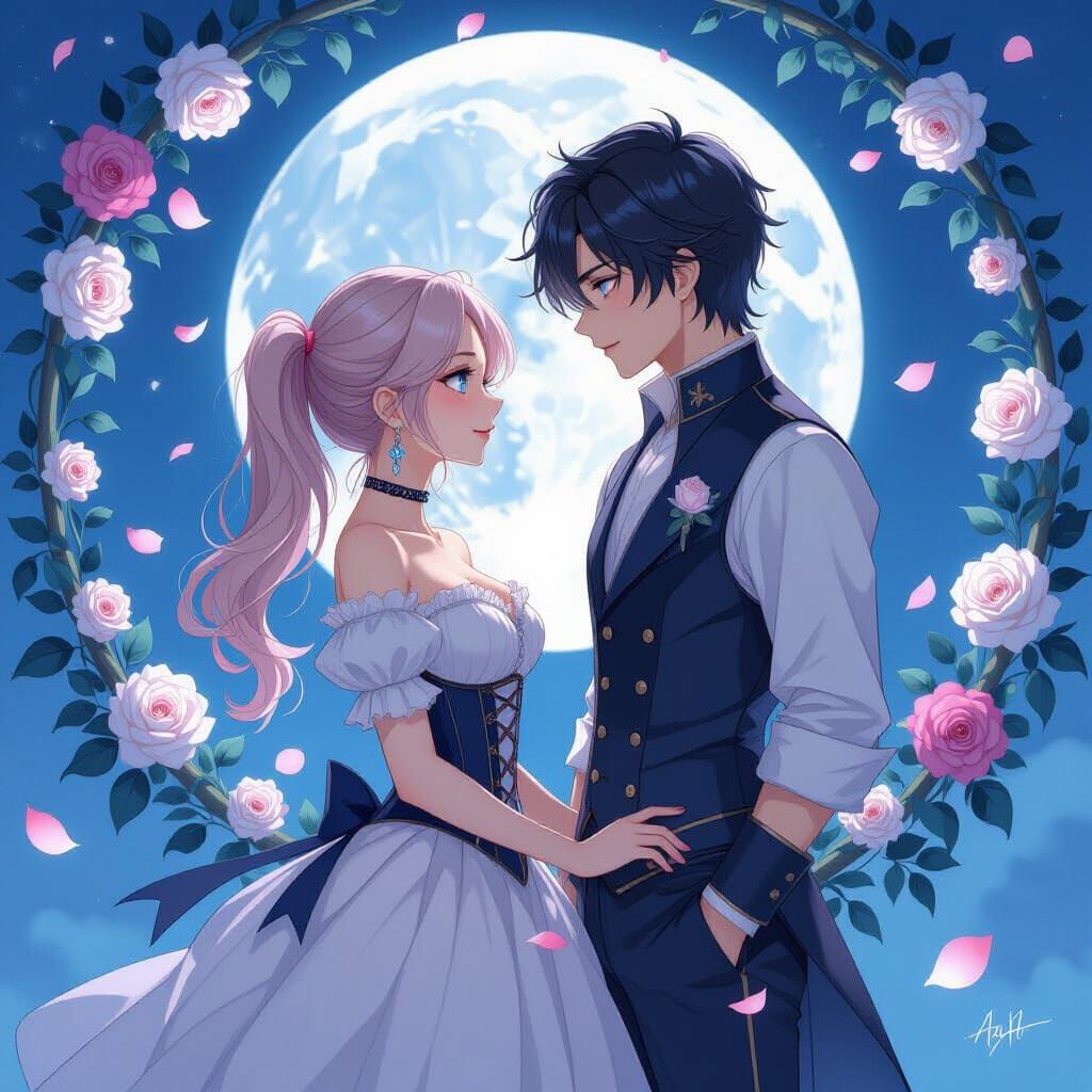 Romantic Couple in Art Nouveau Style