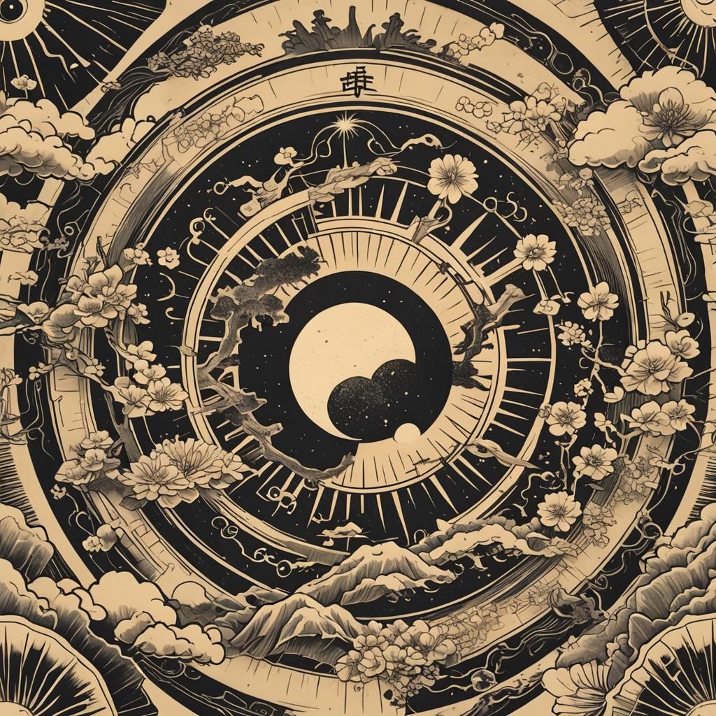 Japanese Love Symbol in a Realistic Sun