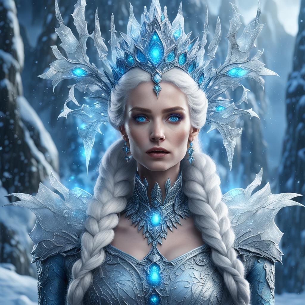 Detailed Ice Queen Portrait in Fantasy Style