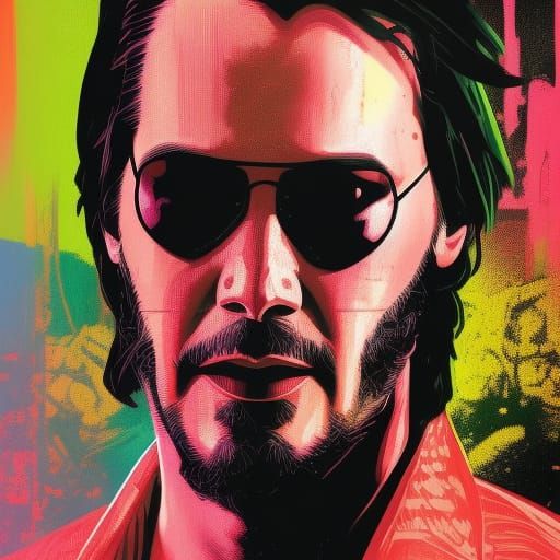 Keanu Reeves Portrait in Andy Warhol Style