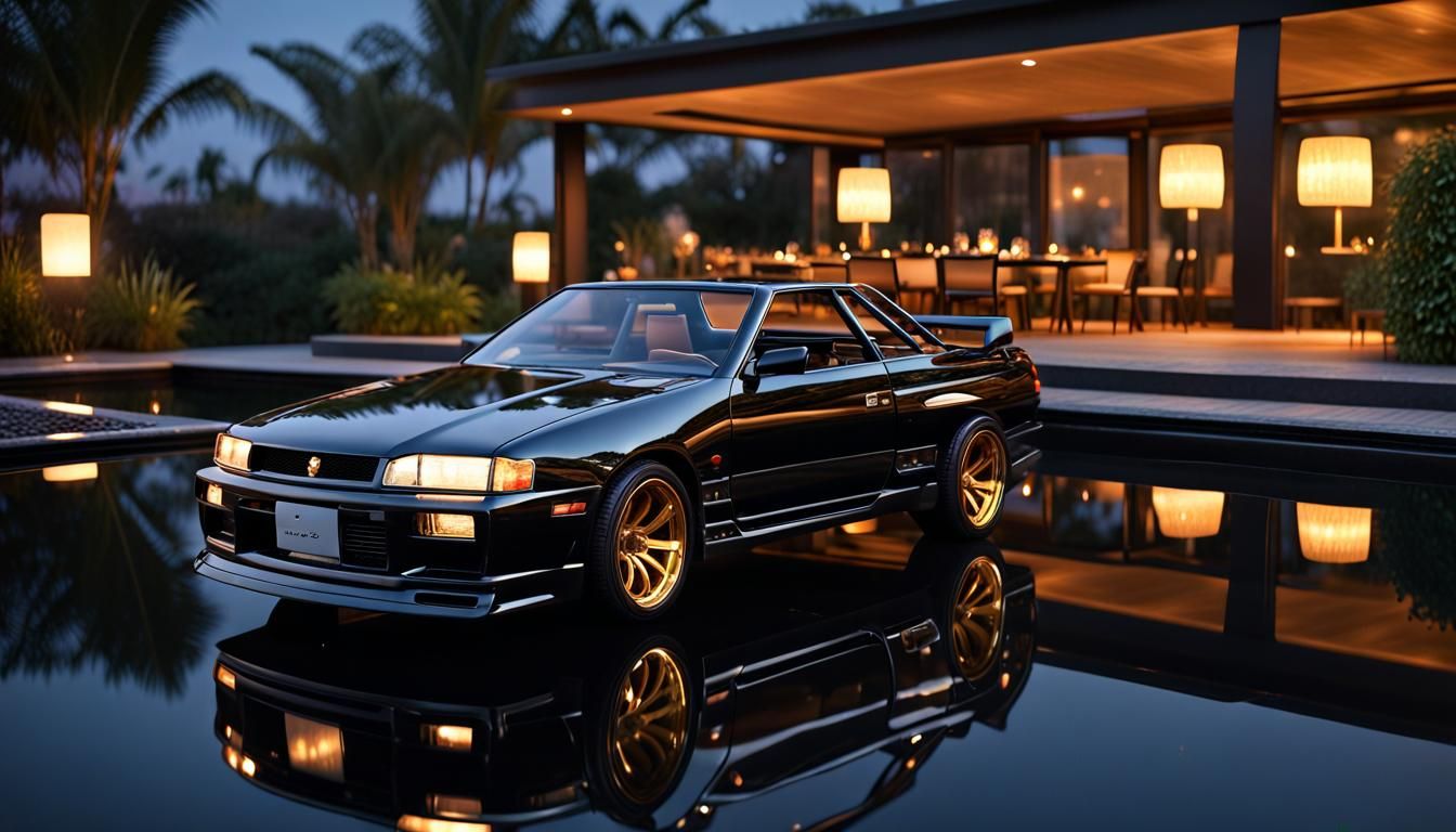 Photorealistic Nissan Skyline with Donkey Kong Game