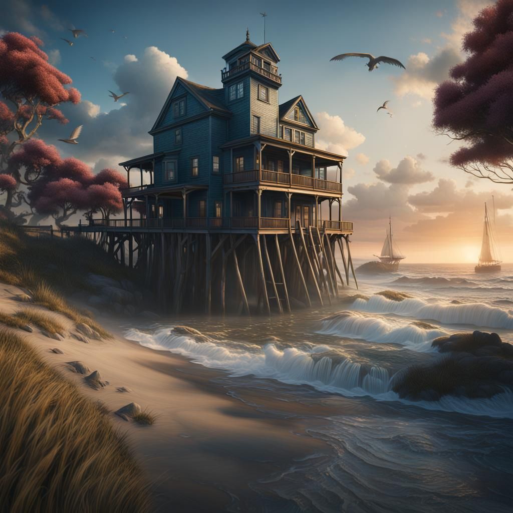 Fantastical Outer Banks Matte Painting in Deep Color