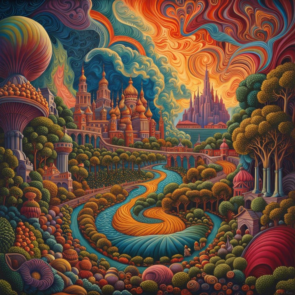 Psychedelic Renaissance Painting with Intricate Details