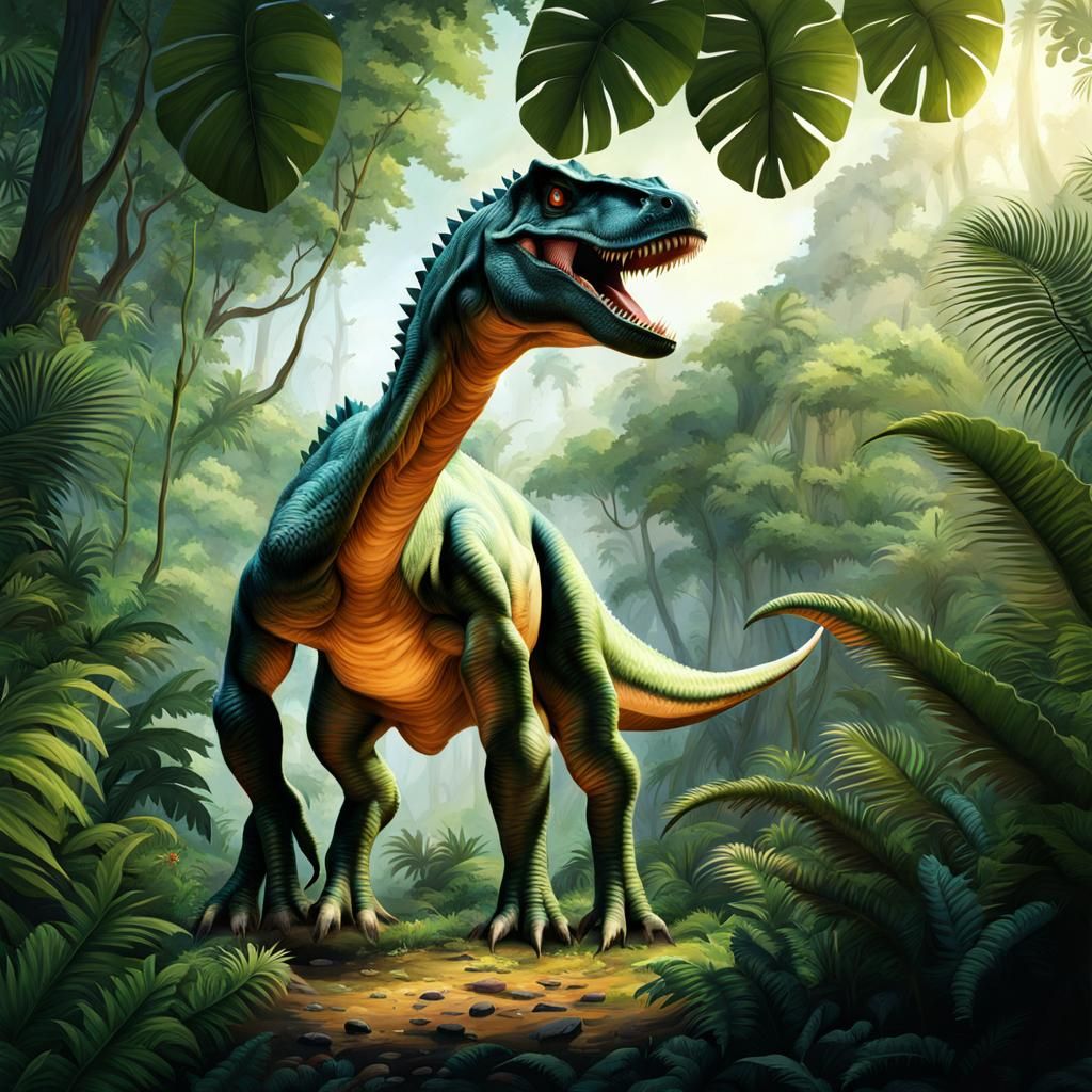 Dinosaur in Jungle Landscape