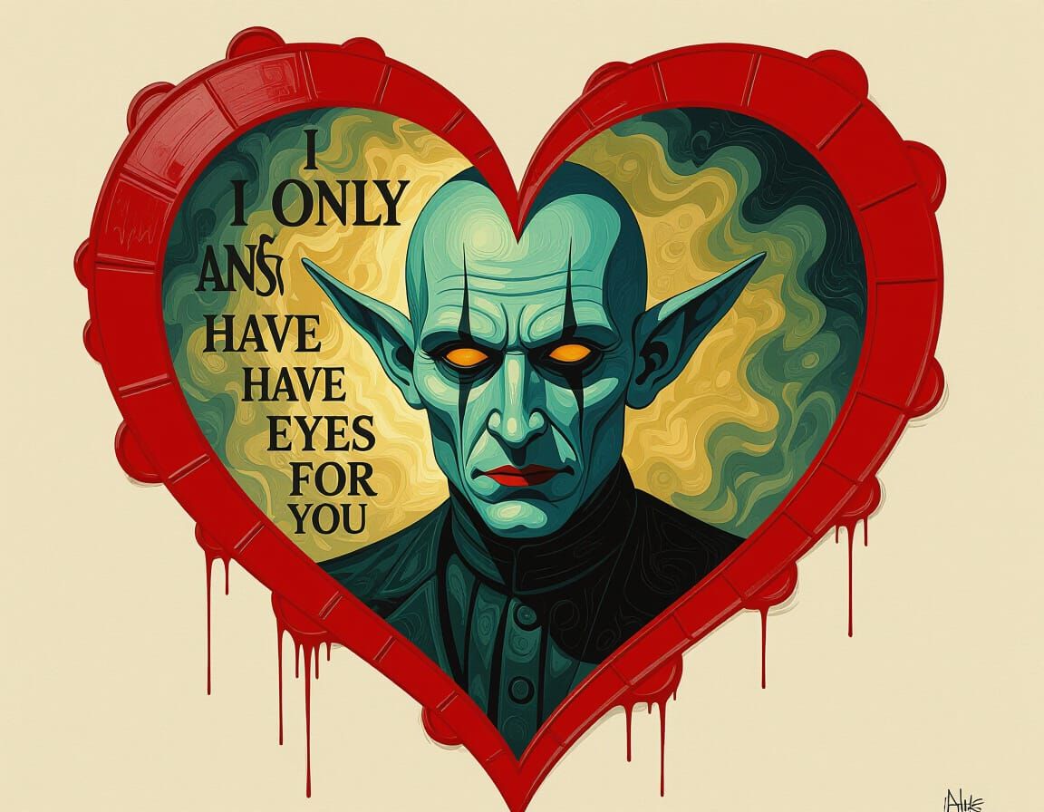 Pale Man Heart 'I Only Have Eyes For You' Oil Painting