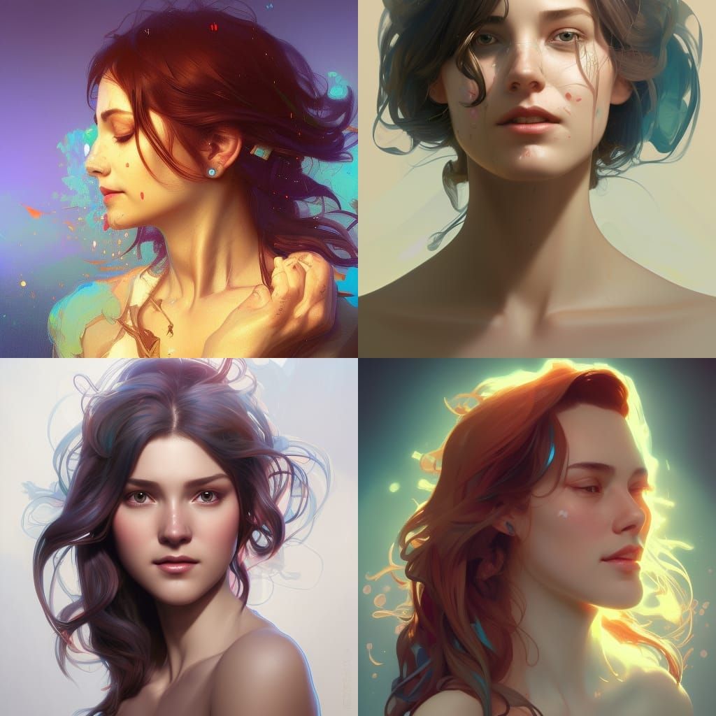 Radiant Portrait of Joy in Digital Art Style