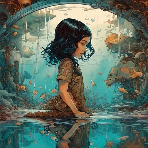 Pretty Girl Immersed in Water