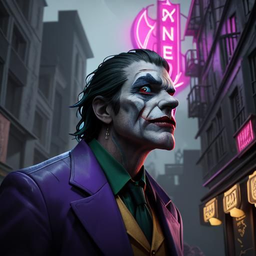 Joker in Abandoned Carnival: Digital Graffiti Art